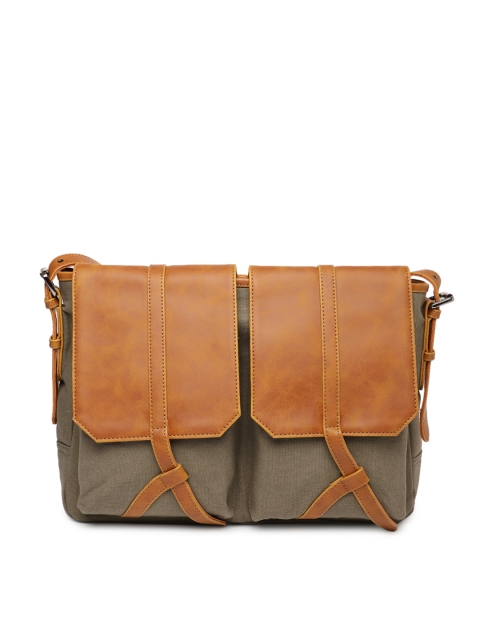 

Gauge Machine Unisex Tan Brown & Olive Green Solid Laptop Bag