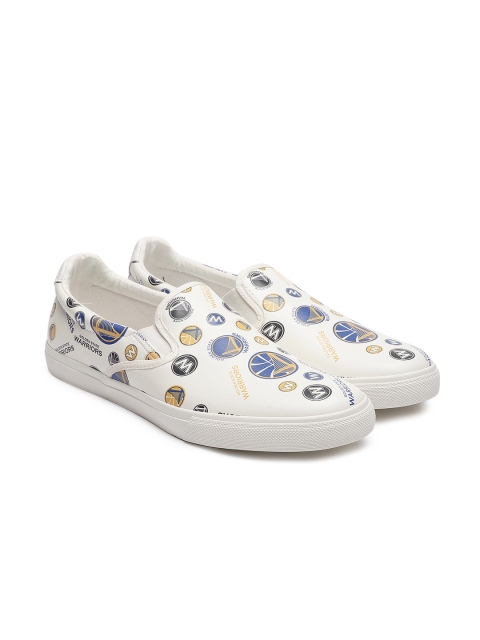 

NBA Men White Printed Slip-On Sneakers