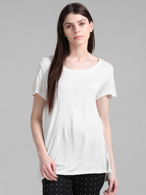 

GAP Women White Printed Round Neck T-shirt