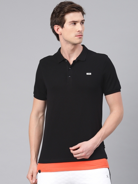 

HRX by Hrithik Roshan Men Black Solid Polo Collar Lifestyle T-shirt