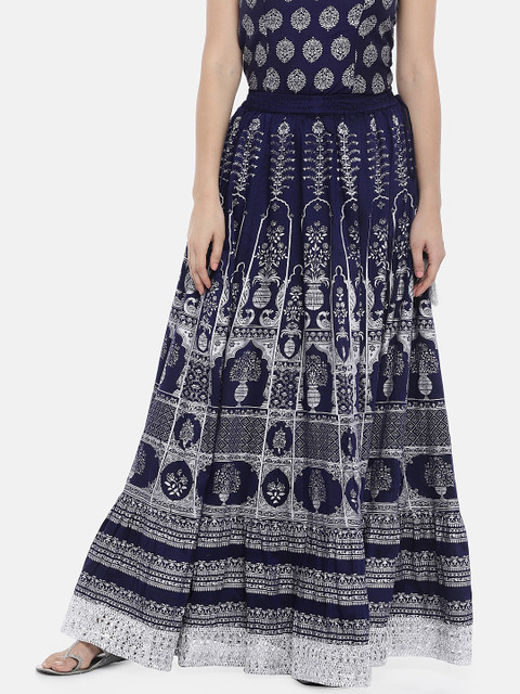 

Globus Women Navy Blue Printed Maxi Skirt