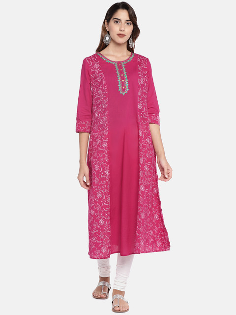 

Globus Women Pink Embroidered Anarkali Kurta