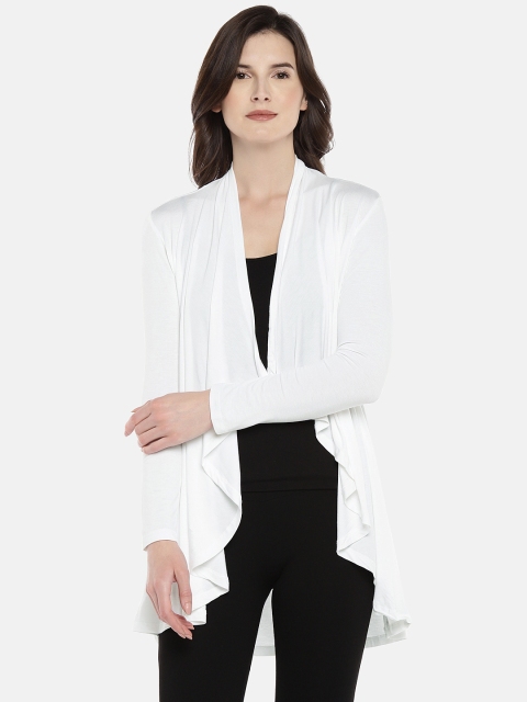 

Globus White Solid Open Front Shrug