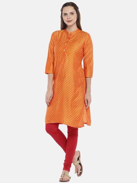 

Globus Women Orange & Red Printed A-Line Kurta