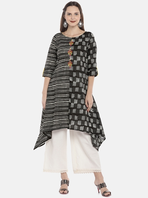 

Globus Women Black Printed A-Line Kurta