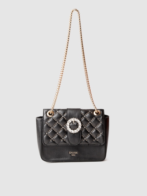 

Dune London Black Embellished Shoulder Bag with Quilted Detail