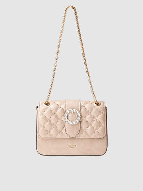 

Dune London Beige Embellished Shoulder Bag with Quilted Detail