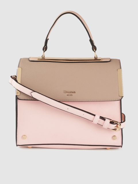 

Dune London Peach-Coloured & Taupe Colourblocked Satchel