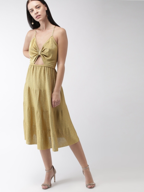 

Tommy Hilfiger TommyxZendaya Women Gold-Toned Self Design A-Line Dress