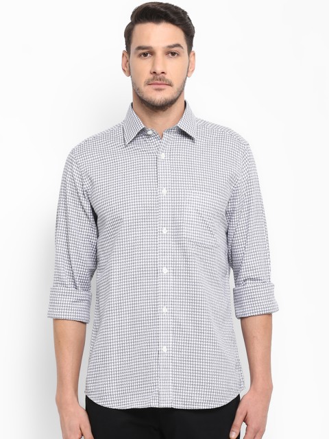 

ColorPlus Men Grey & White Slim Fit Printed Casual Shirt
