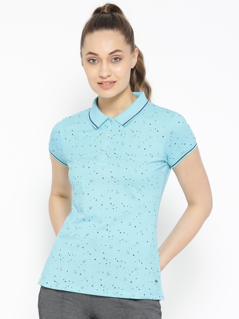 

Sweet Dreams Women Blue Printed Polo Collar T-shirt