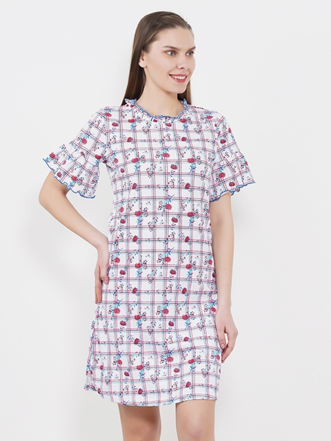 

Sweet Dreams White & Red Checked Nightdress 2039A9