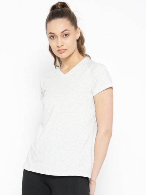 

Sweet Dreams Women Grey Melange Solid V-Neck Workout T-shirt