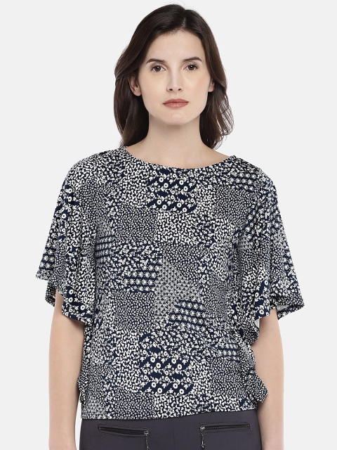 

Globus Women Navy Blue Printed Top