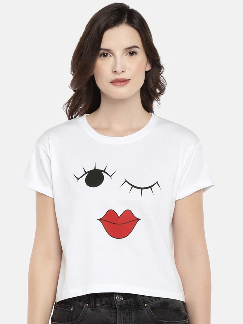 

Globus Women White Printed Round Neck T-shirt