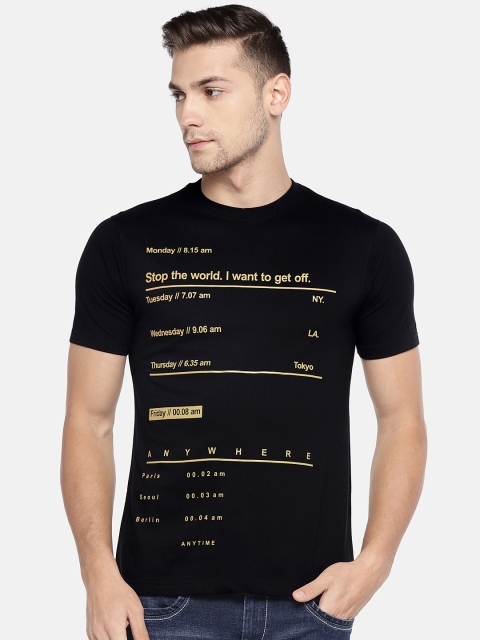 

Globus Men Black Printed Round Neck T-shirt