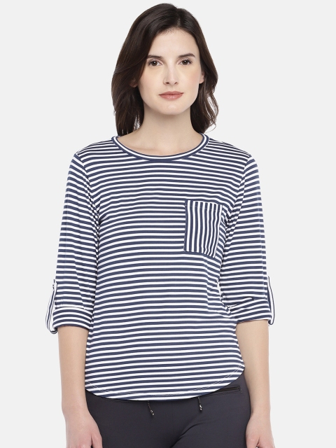 

Globus Women Navy Blue Striped Top