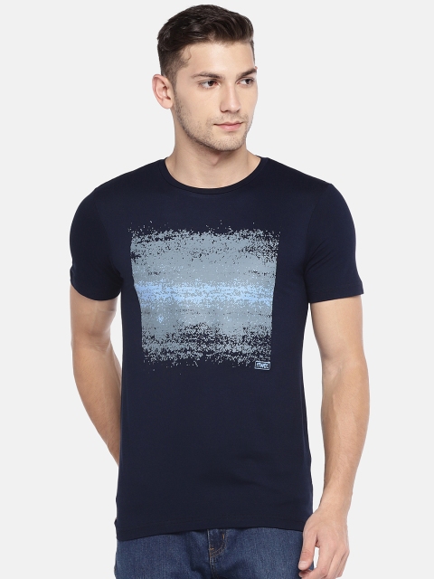 

Globus Men Navy Blue Printed Round Neck T-shirt