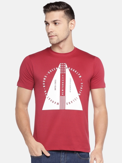 

Globus Men Red Printed Round Neck T-shirt