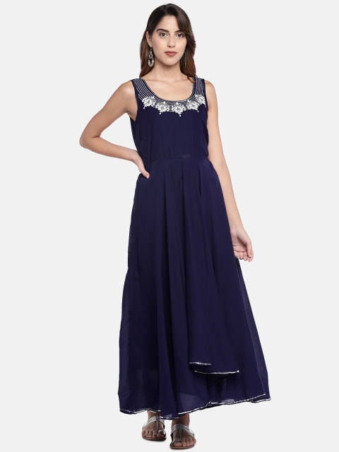 

Globus Women Navy Blue Solid A-Line Kurta