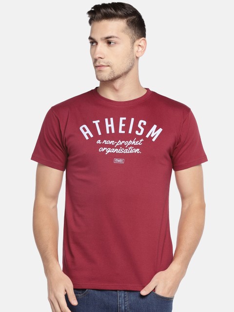 

Globus Men Maroon Printed Round Neck T-shirt