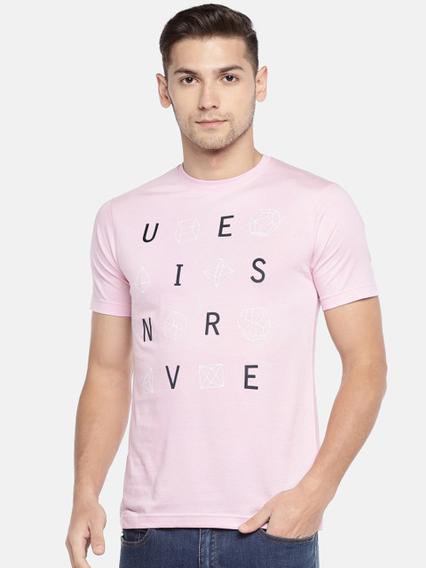 

Globus Men Pink Printed Round Neck T-shirt