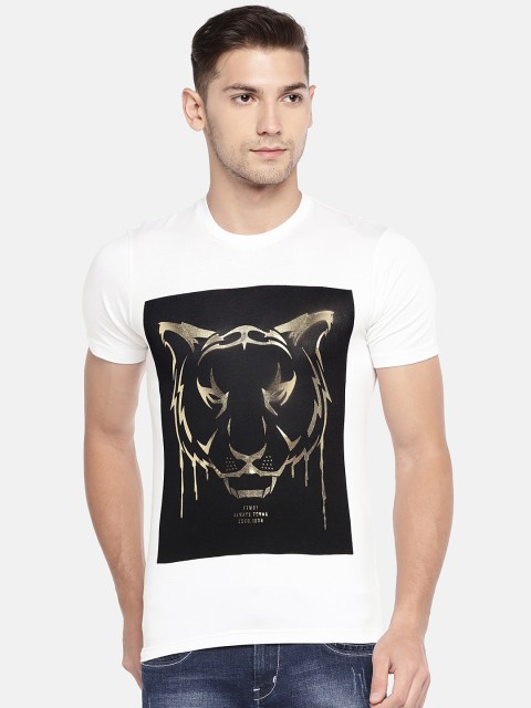 

Globus Men White Printed Round Neck T-shirt