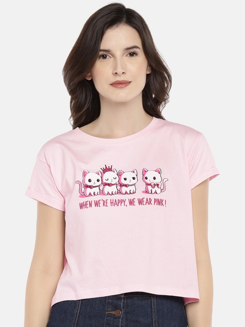 

Globus Women Pink Printed Round Neck T-shirt