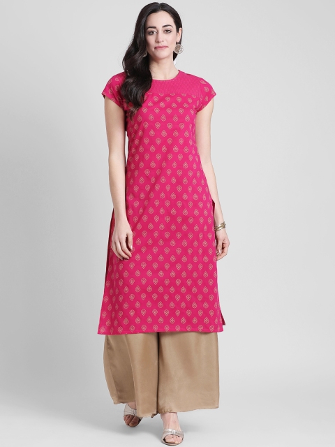 

Azira Women Pink Printed Straight Kurta