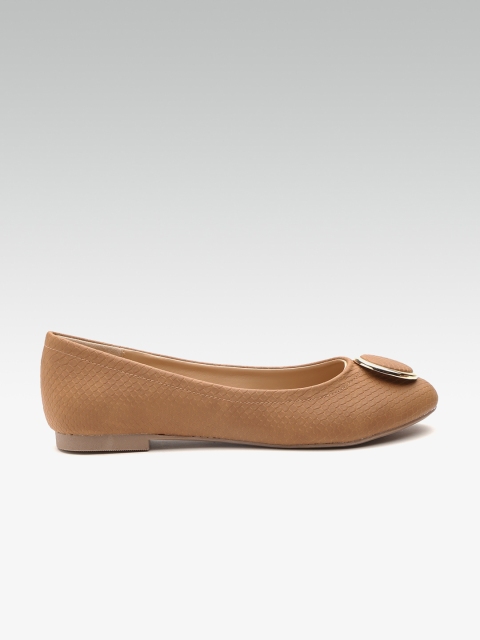 

Dune London Women Brown Snakeskin Textured Ballerinas