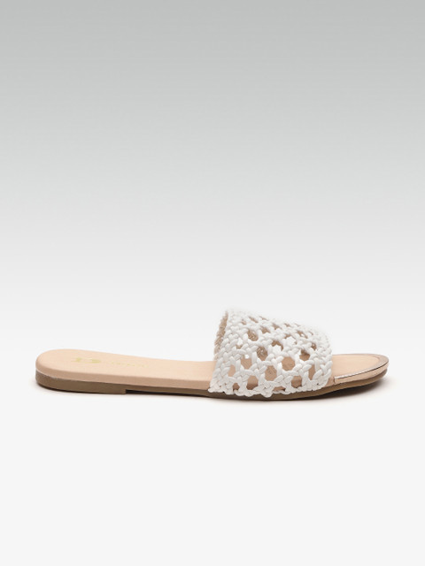 

Dune London Women White Basketweave Open Toe Flats