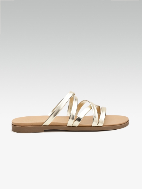 

Dune London Women Gold-Toned Solid Open Toe Flats