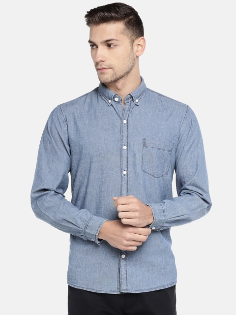 

Globus Men Blue Regular Fit Solid Casual Shirt