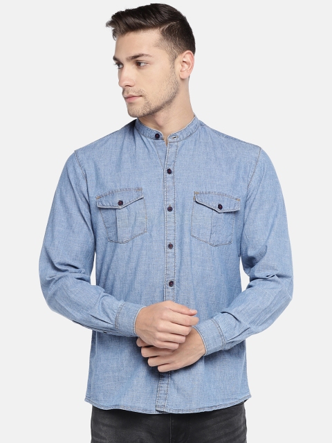 

Globus Men Blue Regular Fit Solid Casual Shirt