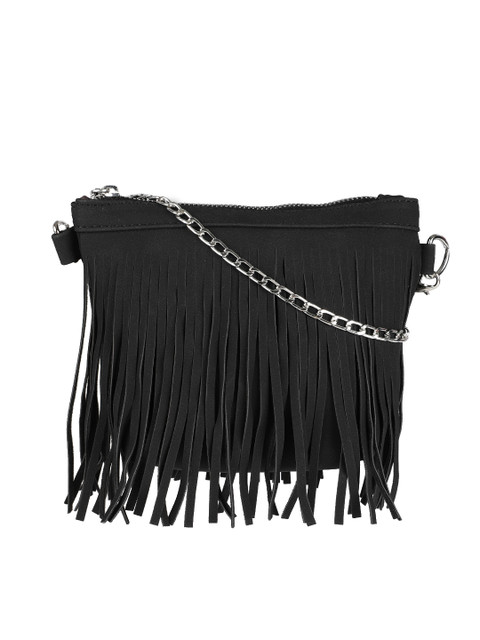 

People Black Fringed Sling Bag
