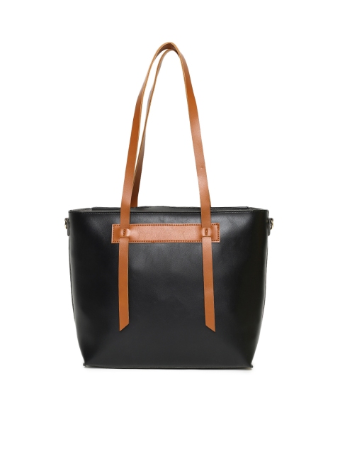 

People Black Solid Tote Bag