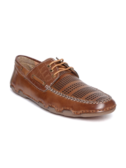 

Mocas Men Brown Derbys with Laser Cuts