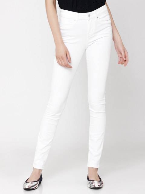 

Vero Moda Women White Solid Skinny Fit Jeans