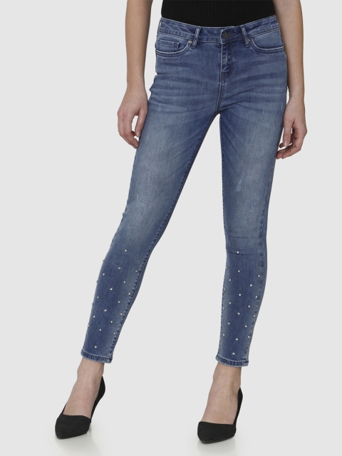 

Vero Moda Women Blue Skinny Fit Mid-Rise Clean Look Stretchable Jeans