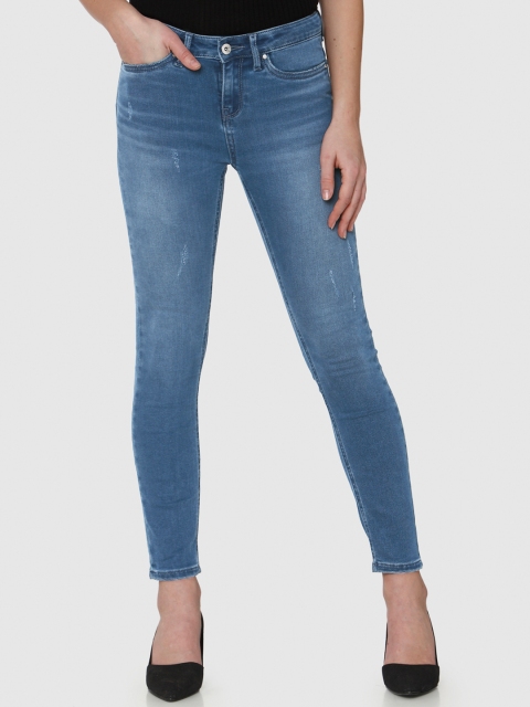 

Vero Moda Women Blue Skinny Fit Mid-Rise Low Distress Stretchable Jeans