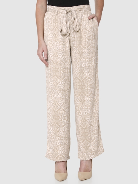 

Vero Moda Women Beige Slim Fit Printed Parallel Trousers
