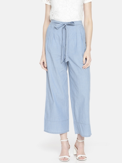 

Vero Moda Women Blue Regular Fit Solid Cropped Parallel Trousers