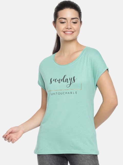 

Vero Moda Women Green Printed Round Neck T-shirt