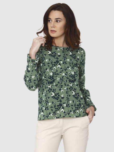 

Vero Moda Women Olive Green Printed Top