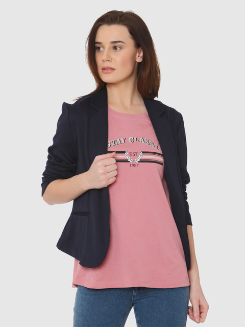 

Vero Moda Women Pink Printed Round Neck Pure Cotton T-shirt