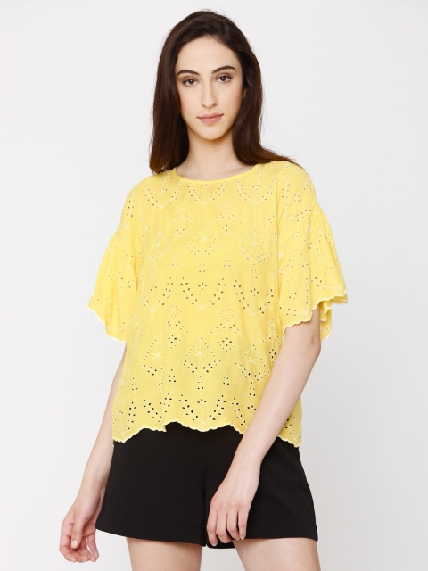 

Vero Moda Women Yellow Self Design Top
