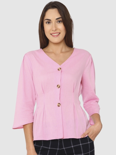 

Vero Moda Women Pink Solid Peplum Top