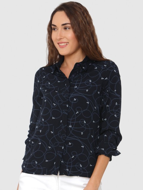 

Vero Moda Women Navy Blue Regular Fit Printed Casual Shirt