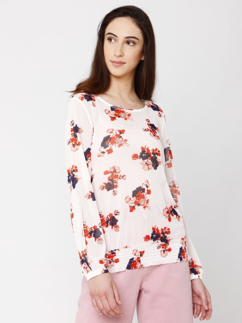 

Vero Moda Women Off-White Printed Blouson Top