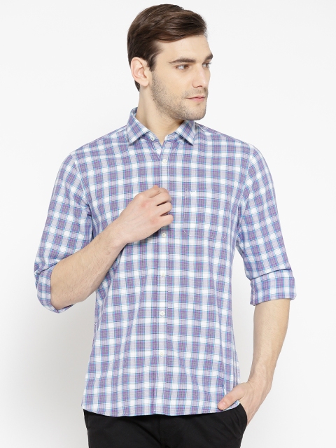 

Blackberrys Men Purple & White Slim Fit Checked Casual Shirt